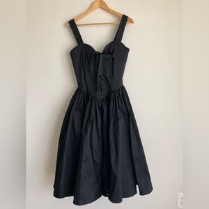 NWT La Femme en Noir Gothic Glamour Bustier Dress Midi Swing LARGE Witch Grunge